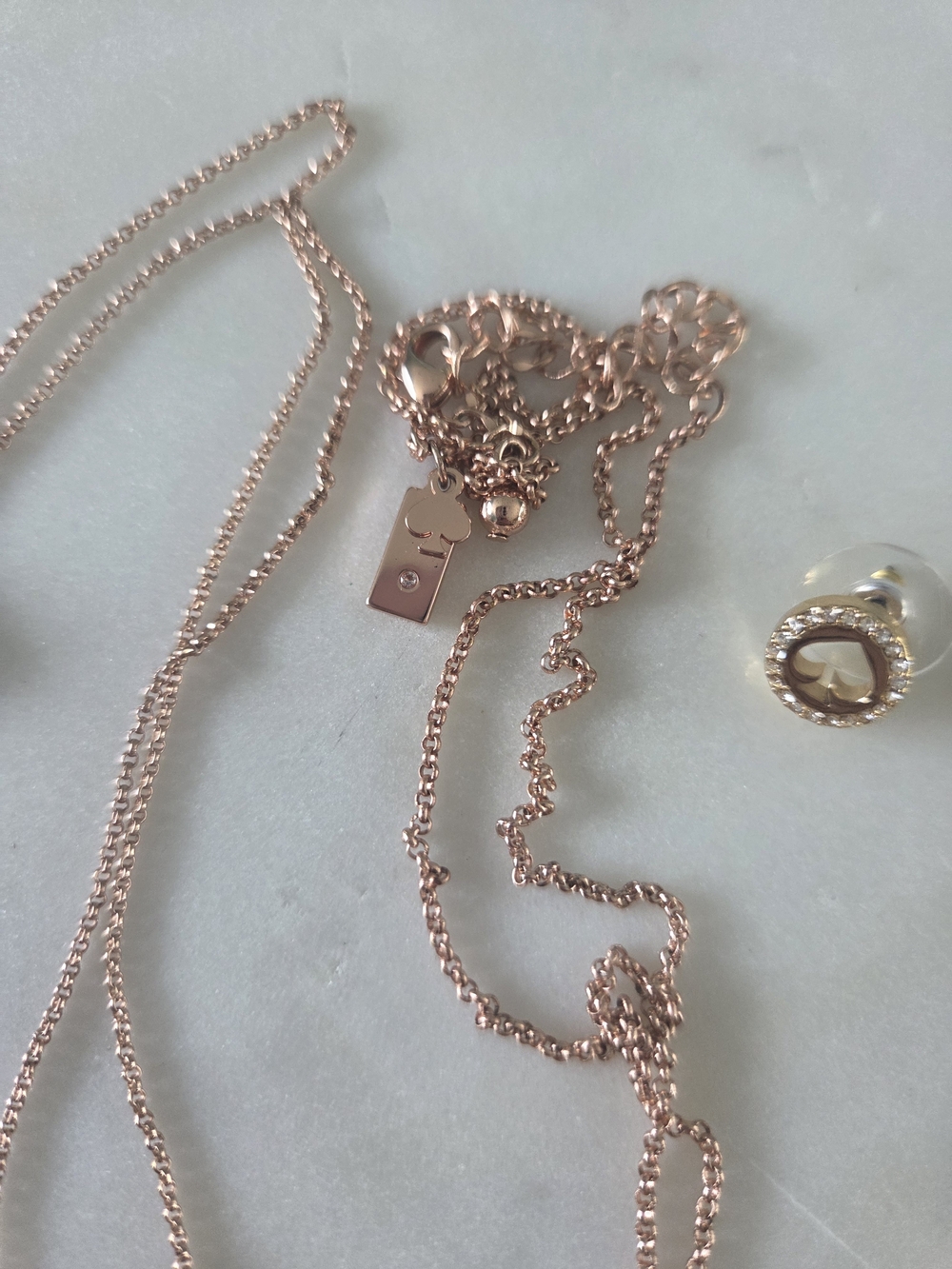 kate spade Rose Gold Heart & Crystal Circle Pendant Necklace Set - Picture 3 of 7